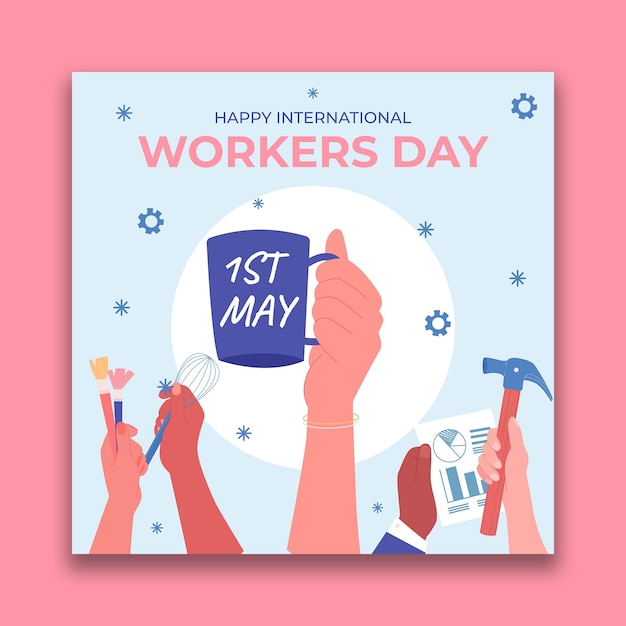 Free vector hand drawn international workers day instagram post