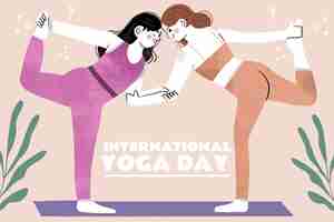 Free vector hand drawn international yoga day illustration