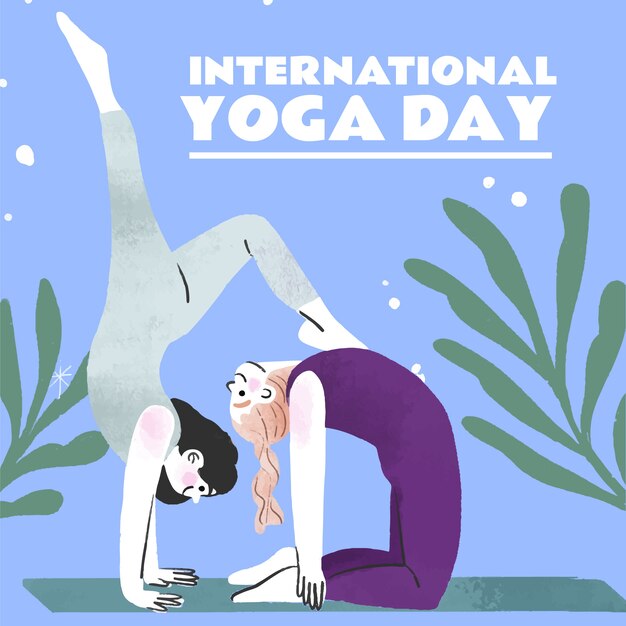 Free Vector hand drawn international yoga day illustration