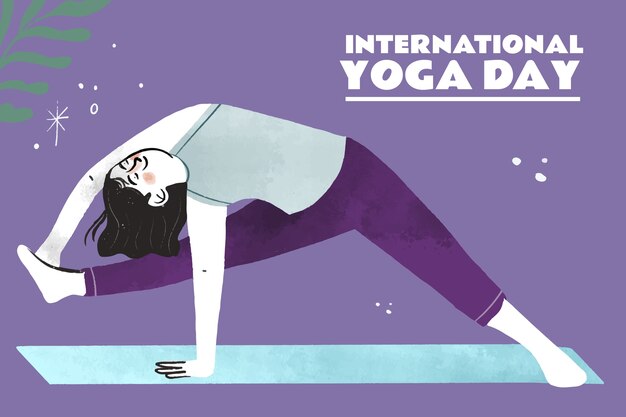 Illustrazione della giornata internazionale dello yoga disegnata a mano