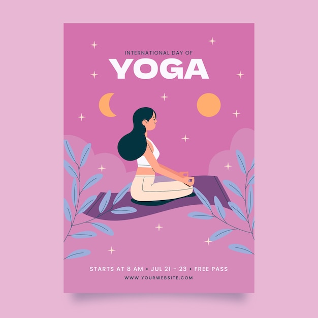 Manifesto della giornata internazionale dello yoga disegnato a mano