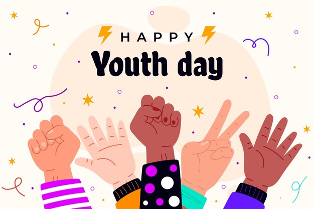 Hand drawn international youth day background