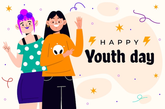 Free vector hand drawn international youth day background