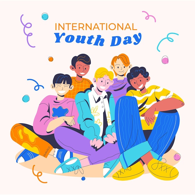 Hand drawn international youth day illustration