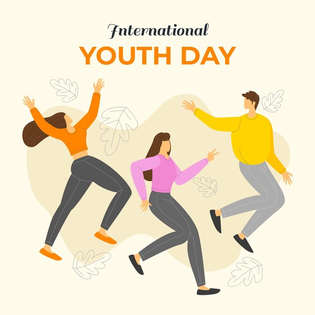 Hand drawn international youth day illustration