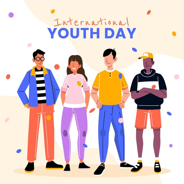hand drawn international youth day illustration