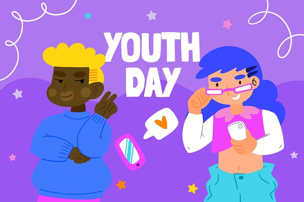 Hand drawn international youth day illustration