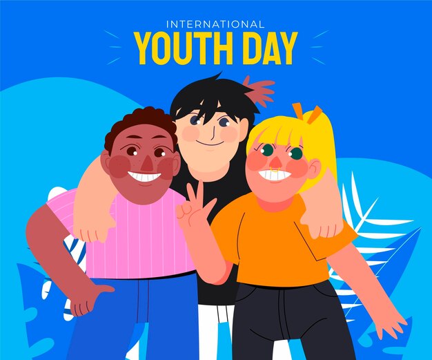 Hand drawn international youth day illustration