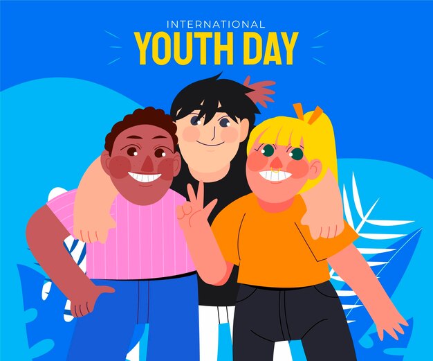 Нарисованная рукой иллюстрация международного дня молодежи