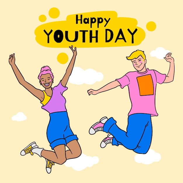 Free vector hand drawn international youth day illustration