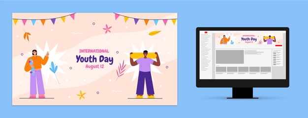 Free vector hand drawn international youth day template