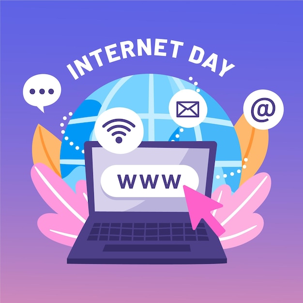 Hand drawn internet day illustration