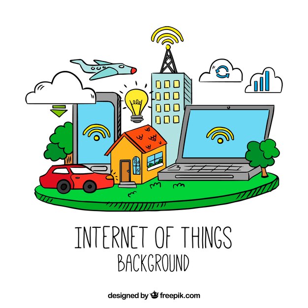 Hand drawn internet of things background