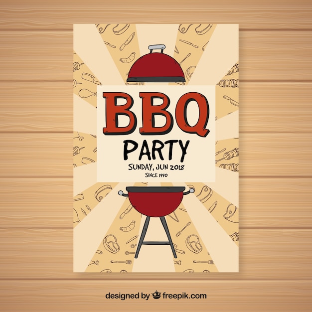 Vettore gratuito invito disegnato a mano alla festa barbecue