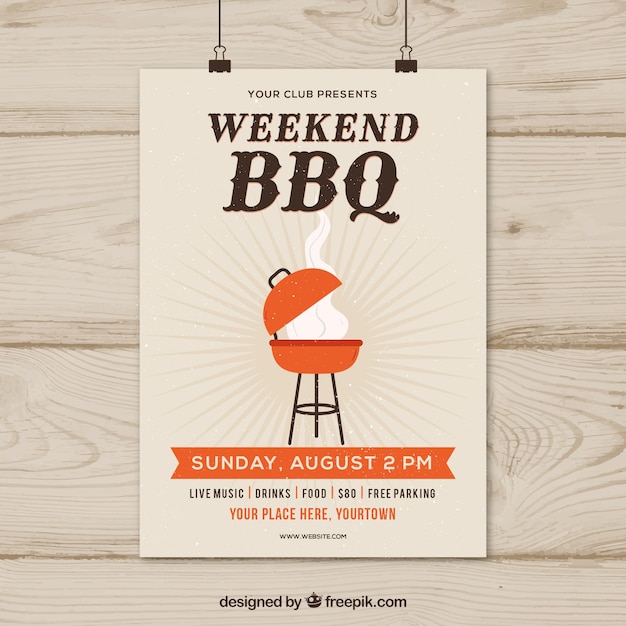 Free vector hand drawn invitation to the barbecue