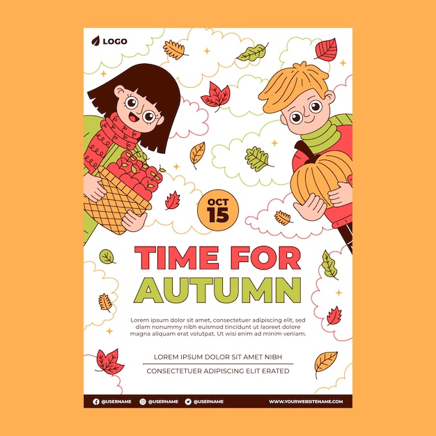 Free vector hand drawn invitation template for autumn celebration