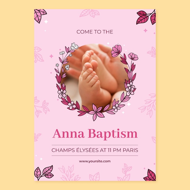 Hand drawn invitation template for baptism celebration