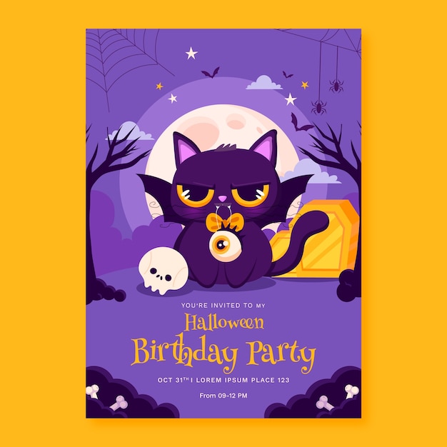 Hand drawn invitation template for halloween season celebration