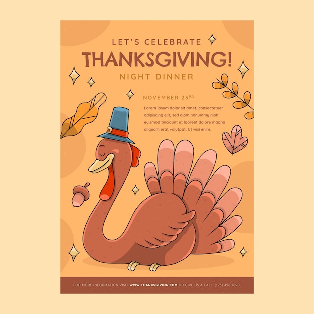 Free Vector hand drawn invitation template for thanksgiving celebration