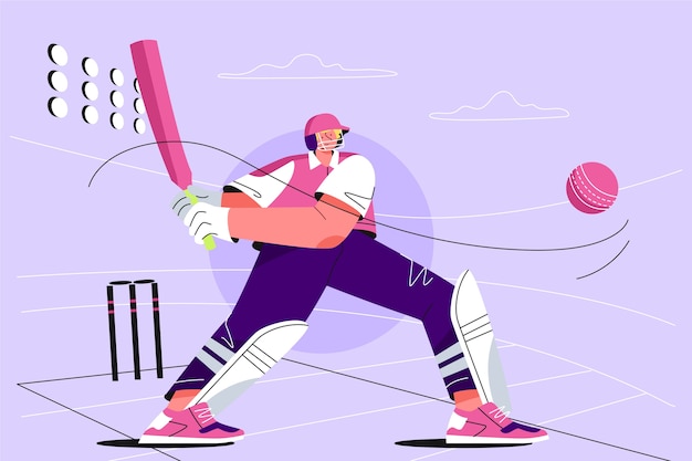 Нарисованная рукой иллюстрация крикета ipl