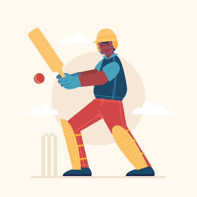 Нарисованная рукой иллюстрация крикета ipl