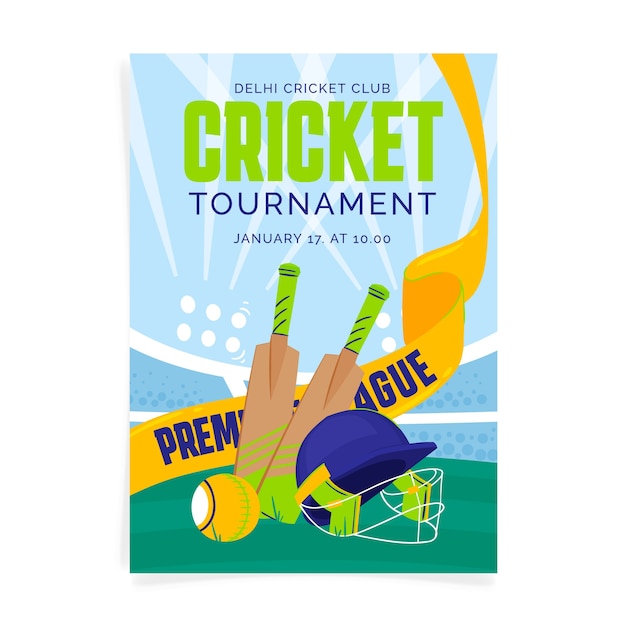 Poster di cricket ipl disegnato a mano