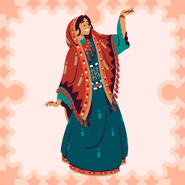 Vettore gratuito illustrazione della donna iraniana disegnata a mano