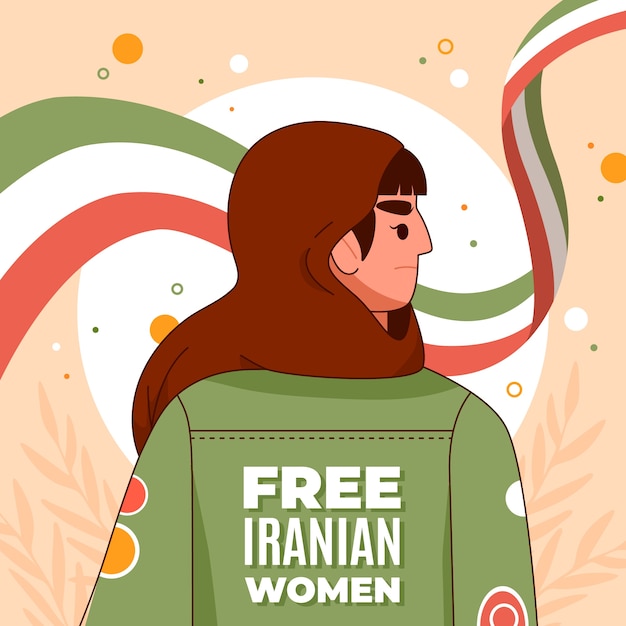 Vettore gratuito illustrazione di donne iraniane disegnate a mano