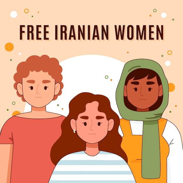 Vettore gratuito illustrazione di donne iraniane disegnate a mano