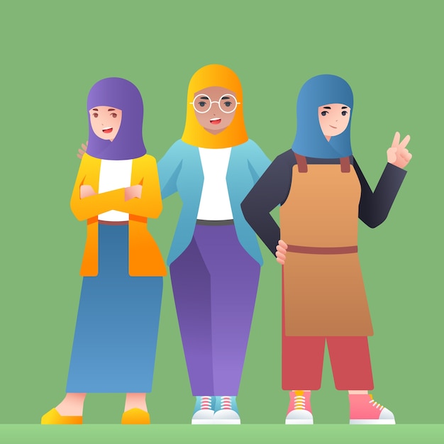 Free vector hand drawn iranian women illustration