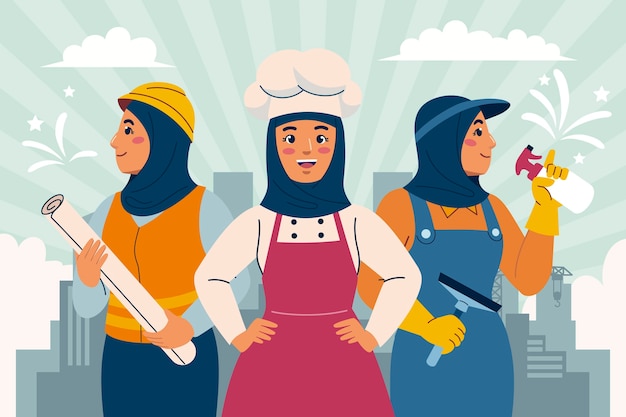 手描きのイラン人女性イラスト