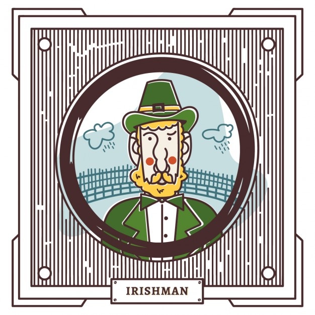 Free vector hand drawn irish man portrait