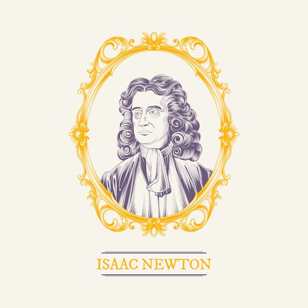 Free vector hand drawn isaac newton illustration