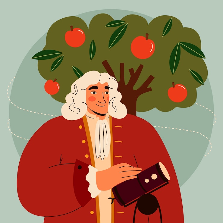 Free Vector hand drawn isaac newton illustration