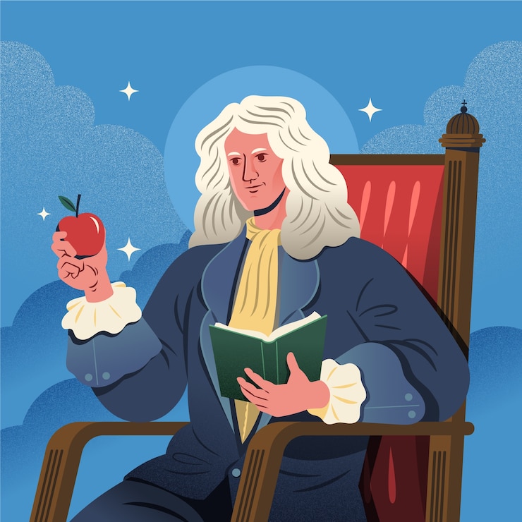 Free Vector hand drawn isaac newton illustration