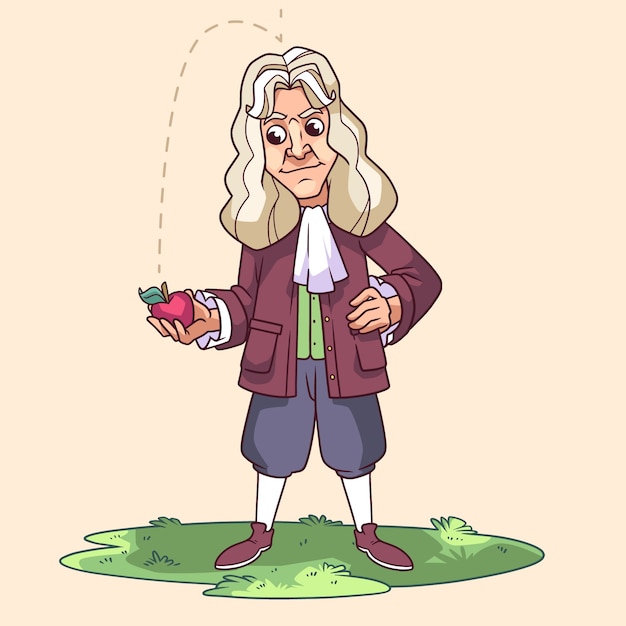 Free vector hand drawn isaac newton illustration