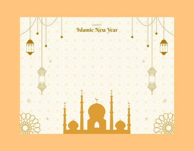 Hand drawn islamic new year photocall template