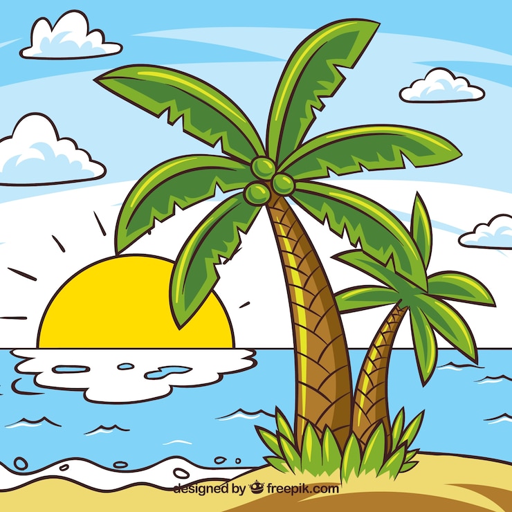 Free Vector hand drawn island background