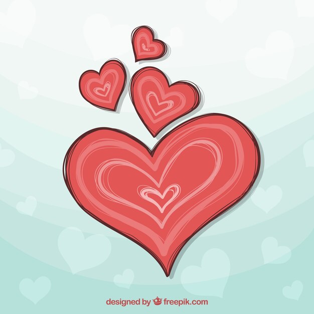 Hand drawn isolated heart background