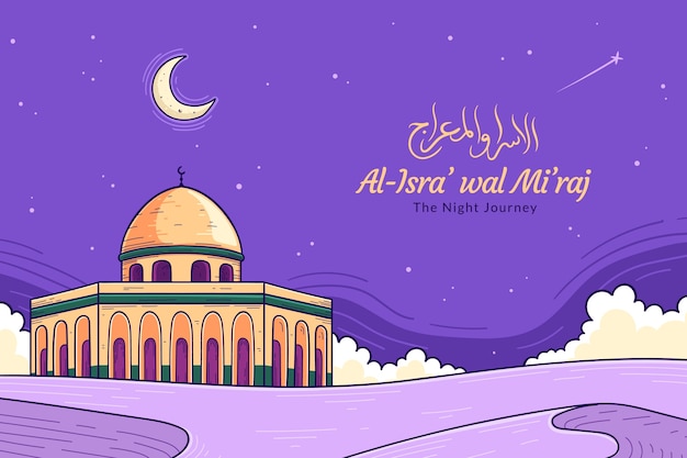 Free vector hand drawn isra miraj background