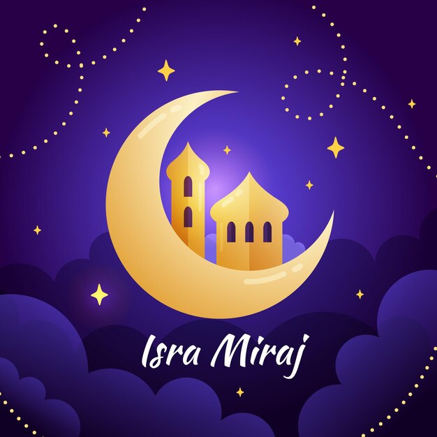 Hand-drawn isra miraj illustration