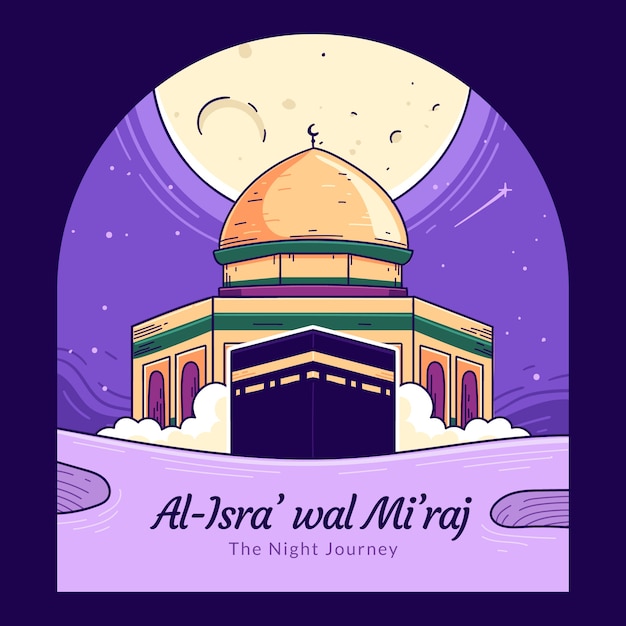 Free vector hand drawn isra miraj illustration