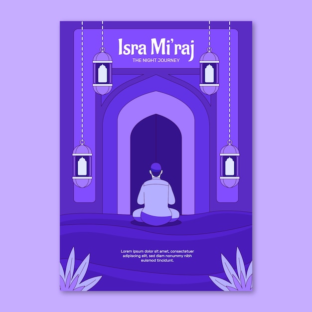 Бесплатное векторное изображение Ручно нарисованный вертикальный плакат isra miraj