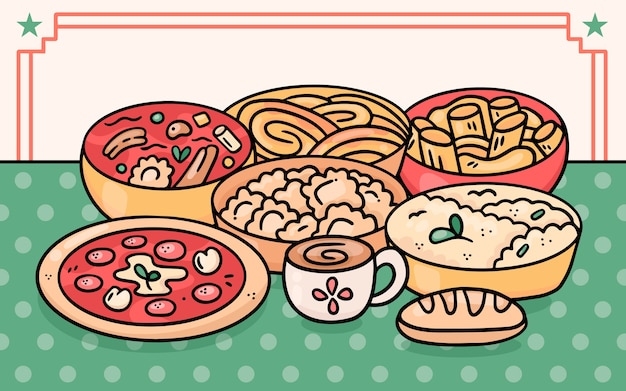 Free vector hand drawn italian cuisine illustration