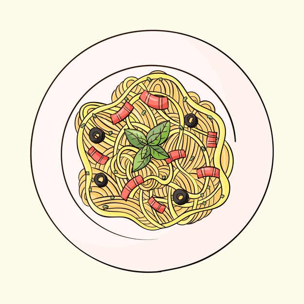 手描きのイタリア料理のイラスト