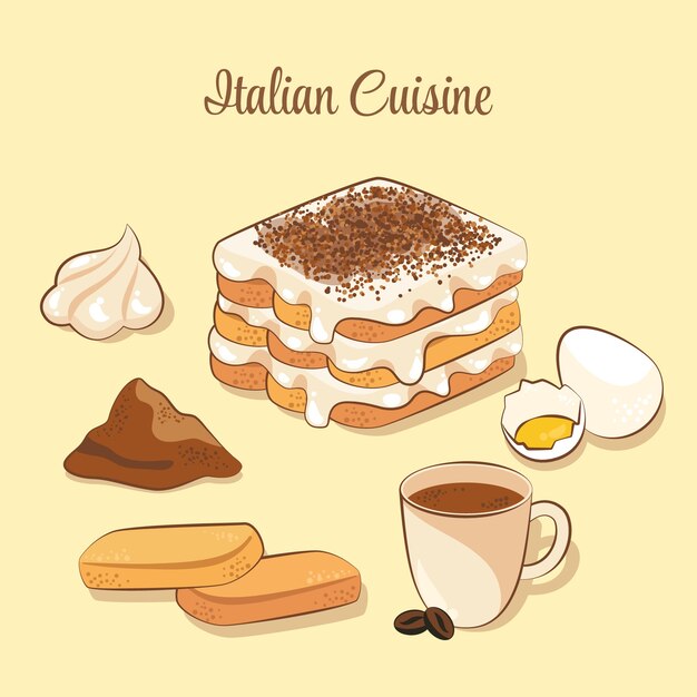 手描きのイタリア料理のイラスト