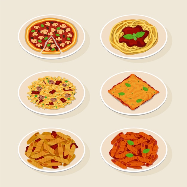Бесплатное векторное изображение Нарисованная рукой иллюстрация итальянской кухни