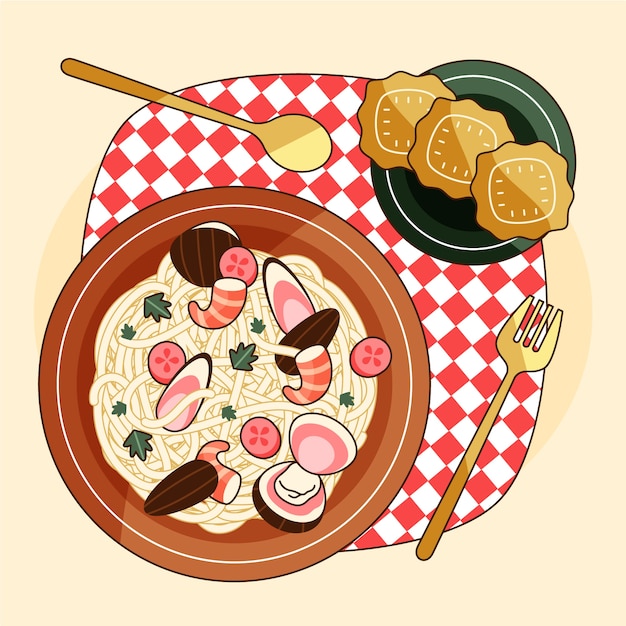 Hand drawn italian cuisine illustration