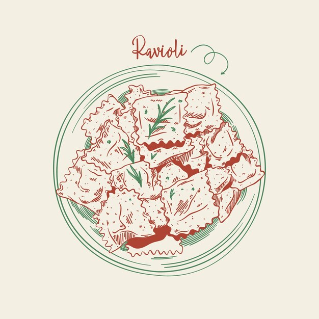 Hand drawn italian cuisine illustration