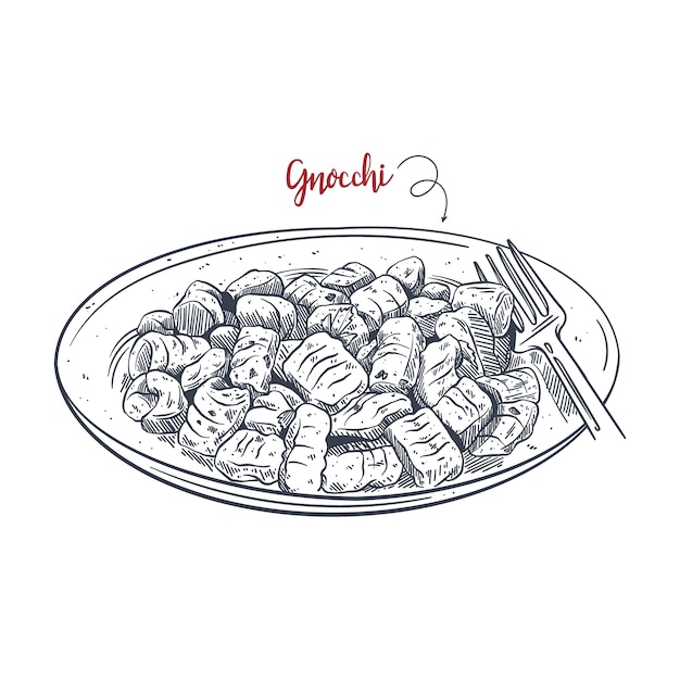 Vettore gratuito illustrazione della cucina italiana disegnata a mano